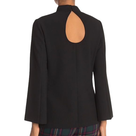 Trina Turk Black Mock Neck Cutout Back Hostess Top - 12 - Picture 2 of 14